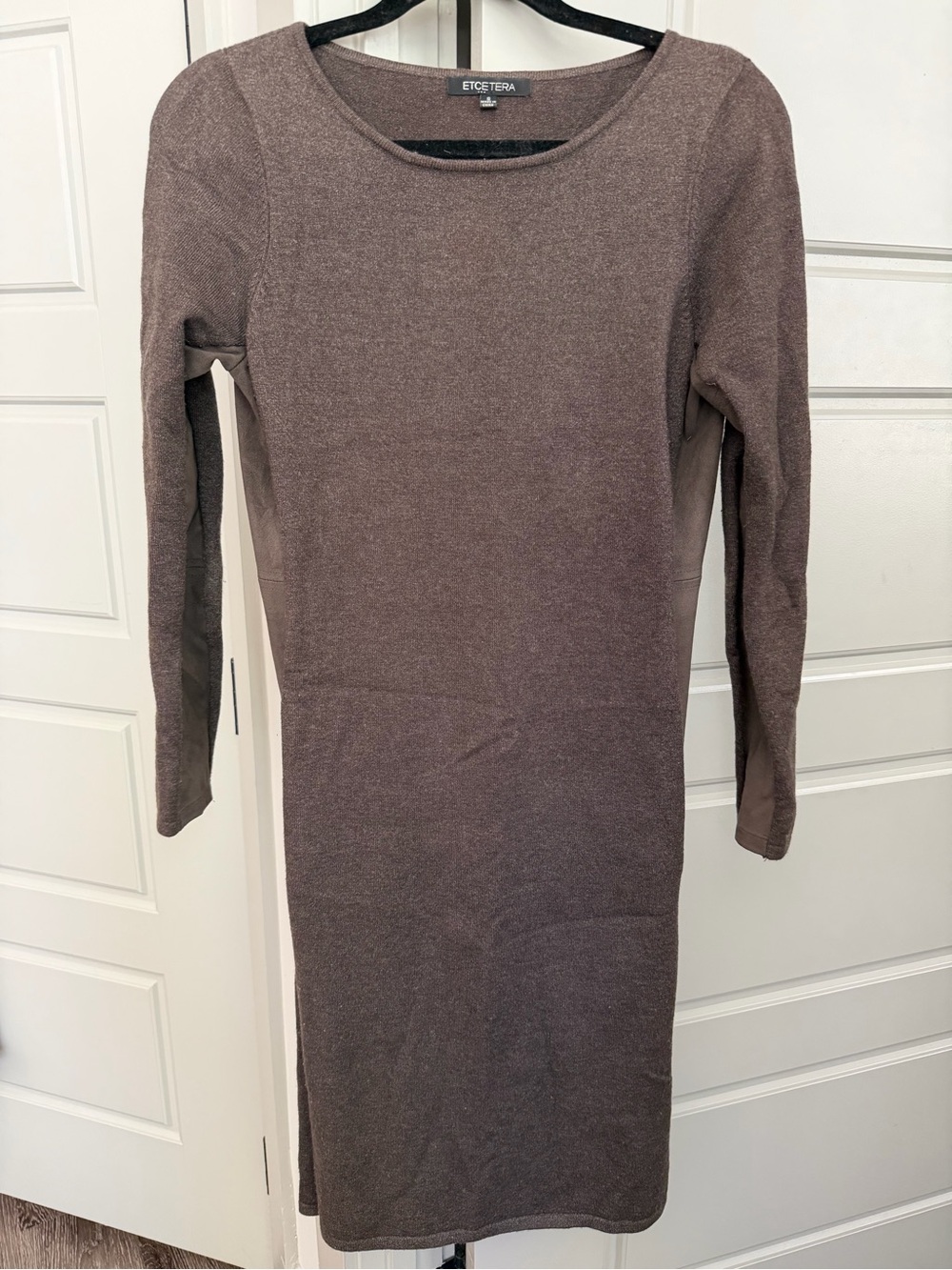 Etcetera Brown Long-Sleeve Sheath Sweater Dress